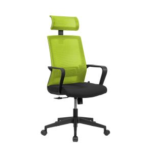 Директорски стол RFG Smart HB, дамаска и меш, Tilt механизъм, до 120 kg, черна седалка, зелена облегалка