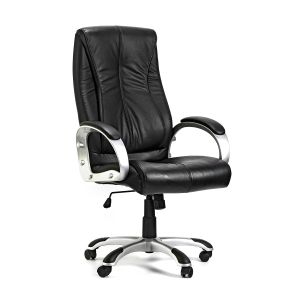 Директорски стол Hugo, естествена кожа, Tilt механизъм, до 130 kg, черен