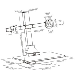 Lumi Стойка за 2 монитора DWS10-T02, 13'' - 32'', черна