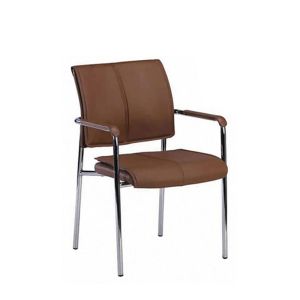 Посетителски стол RFG Flash M, екокожа, метална основа, до 120 kg, кафяв, 4 броя в комплект