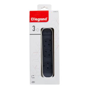 Legrand Разклонител Premium, 3 гнезда, 3 m кабел, сиво-бял
