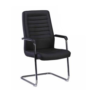 Посетителски стол RFG Sit M, екокожа, метална основа, до 120 kg, черен, 2 броя в комплект