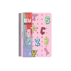 Gipta Тетрадка Gem Notes, A5, бяла хартия, широки редове, PP корица, със спирала, 80 листа