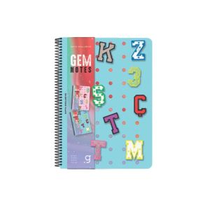 Gipta Тетрадка Gem Notes, A5, бяла хартия, широки редове, PP корица, със спирала, 80 листа
