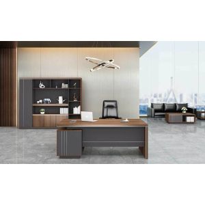 Бюро RFG Chicago, с шкаф, 1600 х 1600 х 750 mm, ПДЧ 25 mm, дъб Рейн и тъмносиво