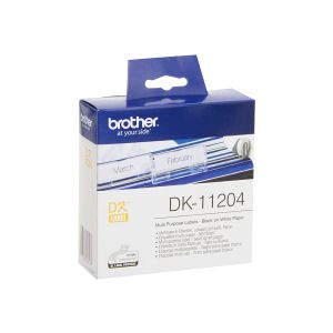 Етикети Brother DK11204, мултифункционални, 17 x 54 mm, бели, 400 броя в ролка