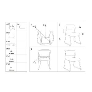Посетителски стол RFG Evo 4S M, текстил, метална основа, до 120 kg, черен, 5 броя в комплект