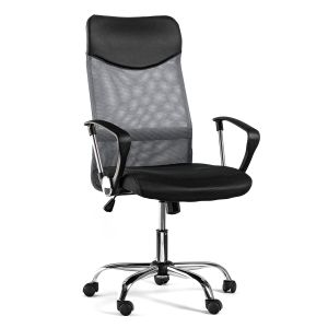 Директорски стол Monti HB, текстил, екокожа и меш, Tilt механизъм, до 120 kg, черна седалка, сива облегалка