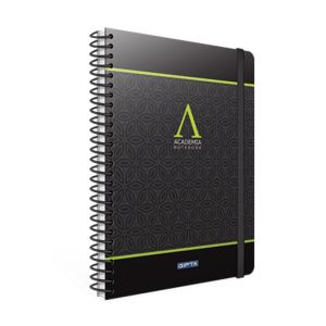 Gipta Academia Тетрадка, А4, бяла, широки редове, микроперфорация, твърда корица, със спирала, 120 листа