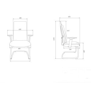Посетителски стол RFG Artur M, дамаска и меш, до 150 kg, черна седалка, черна облегалка, 2 броя в комплект