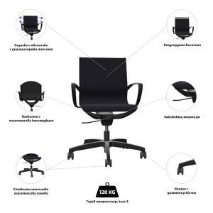 Ергономичен стол Rim Zero ZG 1352, меш, пластмасова основа, черен