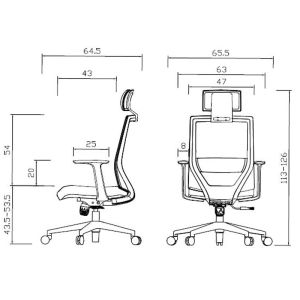 Директорски стол RFG Berry HB, дамаска и меш, Tilt механизъм, до 120 kg, черна седалка, червена облегалка