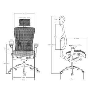 Ергономичен стол RFG TECH@PRO, Multi-function механизъм, до 250 kg, черна седалка, бяло-черна облегалка