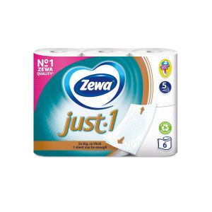 Тоалетна хартия Zewa Just 1, петпластова, 6 броя, 5