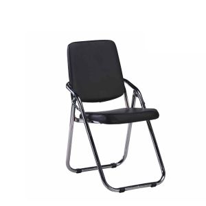 Посетителски стол RFG Fold, сгъваем, екокожа, метална основа, до 120 kg, черен, 4 броя в комплект