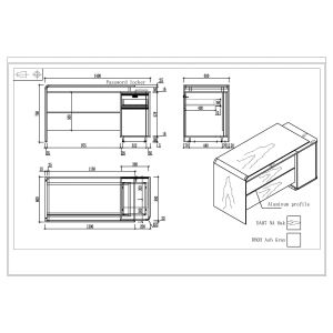 Бюро RFG Lisabon, с контейнер, 1400 х 600 х 760 mm, ПДЧ 25 mm, дъб и сиво