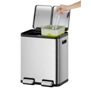 Кош за отпадъци Eko Ecocasa II, за разделно събиране, с педал, 15+15 L
