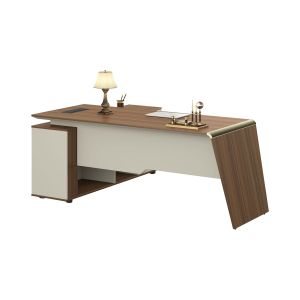 Бюро RFG Elmaz, с шкаф, 2000 х 1500 х 760 mm, ПДЧ 40 mm, дъб и сиво