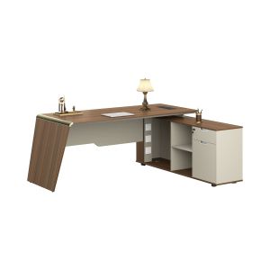 Бюро RFG Elmaz, с шкаф, 2000 х 1500 х 760 mm, ПДЧ 40 mm, дъб и сиво