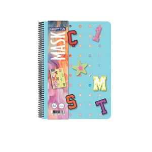 Gipta Тетрадка Mask, A5, бяла хартия, широки редове, PP корица, със спирала, 72 листа