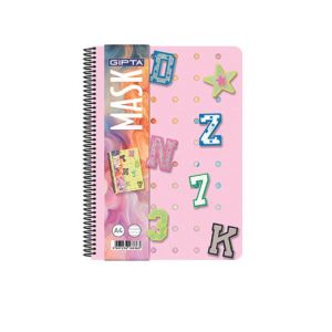Gipta Тетрадка Mask, A5, бяла хартия, широки редове, PP корица, със спирала, 72 листа